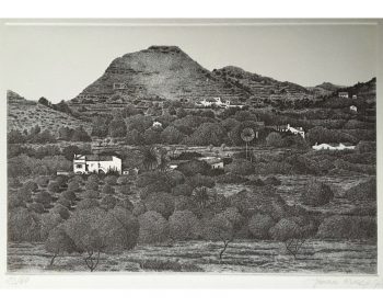 Jens-Rusch-Spanisches-Dorf-Frhe-signierte-Orig-Radierung-1976-nur-60-Ex-264144373760