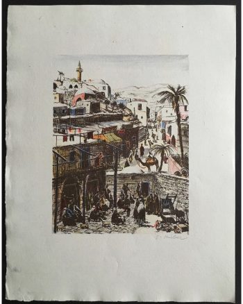 Ernst-Huber-Jaffa-Tel-Aviv-Israel-Signierte-Orig-Farblithographie-v-1928-264144380313-2