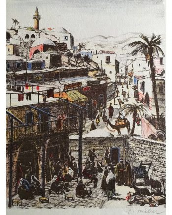 Ernst-Huber-Jaffa-Tel-Aviv-Israel-Signierte-Orig-Farblithographie-v-1928-264144380313